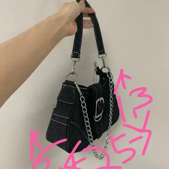 [SOLD OUT] 데님 숄더백Y2K 데님 벨트 체인 호보숄더