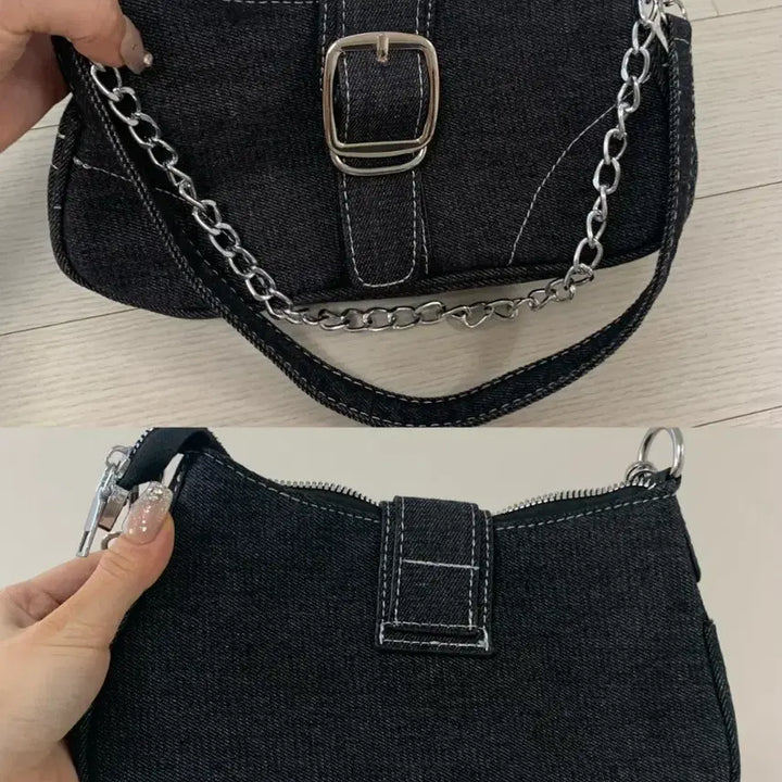 [SOLD OUT] 데님 숄더백Y2K 데님 벨트 체인 호보숄더