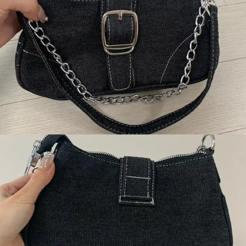 [SOLD OUT] 데님 숄더백Y2K 데님 벨트 체인 호보숄더