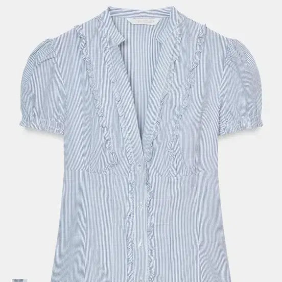 [BUNJANG] ZARA Poplin Frill Shirt Blue Stripe XL / 자라 포플린 프릴셔츠 블루스프라이트 xl