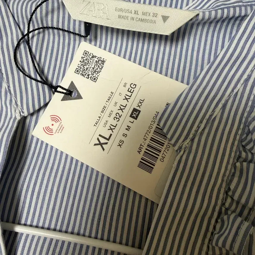 [BUNJANG] ZARA Poplin Frill Shirt Blue Stripe XL / 자라 포플린 프릴셔츠 블루스프라이트 xl