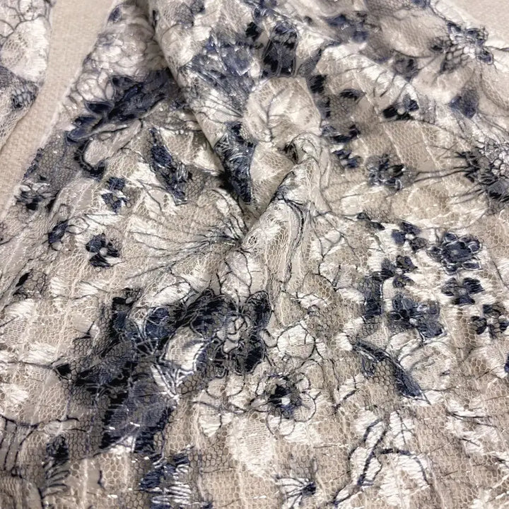 [BUNJANG] Oriental Fairy Blue and White Silver Thread See-through Muffler / 일본 오리엔탈 페어리 블루 앤 화이트 은사 포인트 시스루 머플러