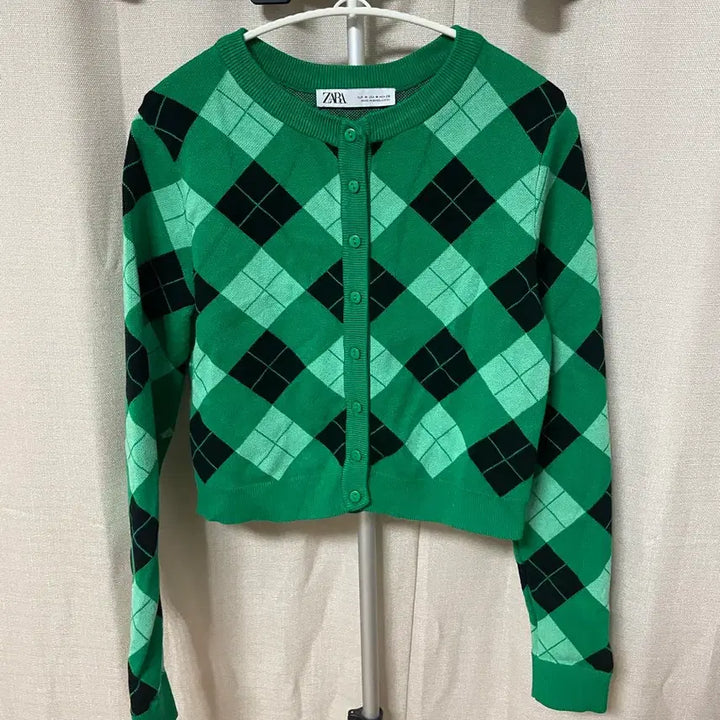 [BUNJANG] ZARA Argyle Pattern Cardigan / 자라 그린 아가일 가디건