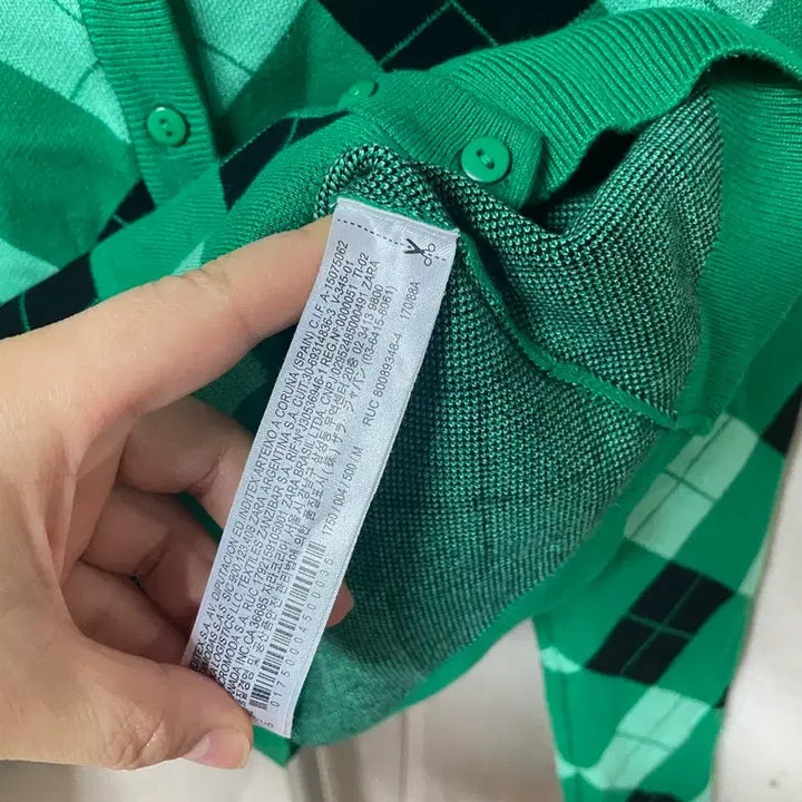 [BUNJANG] ZARA Argyle Pattern Cardigan / 자라 그린 아가일 가디건