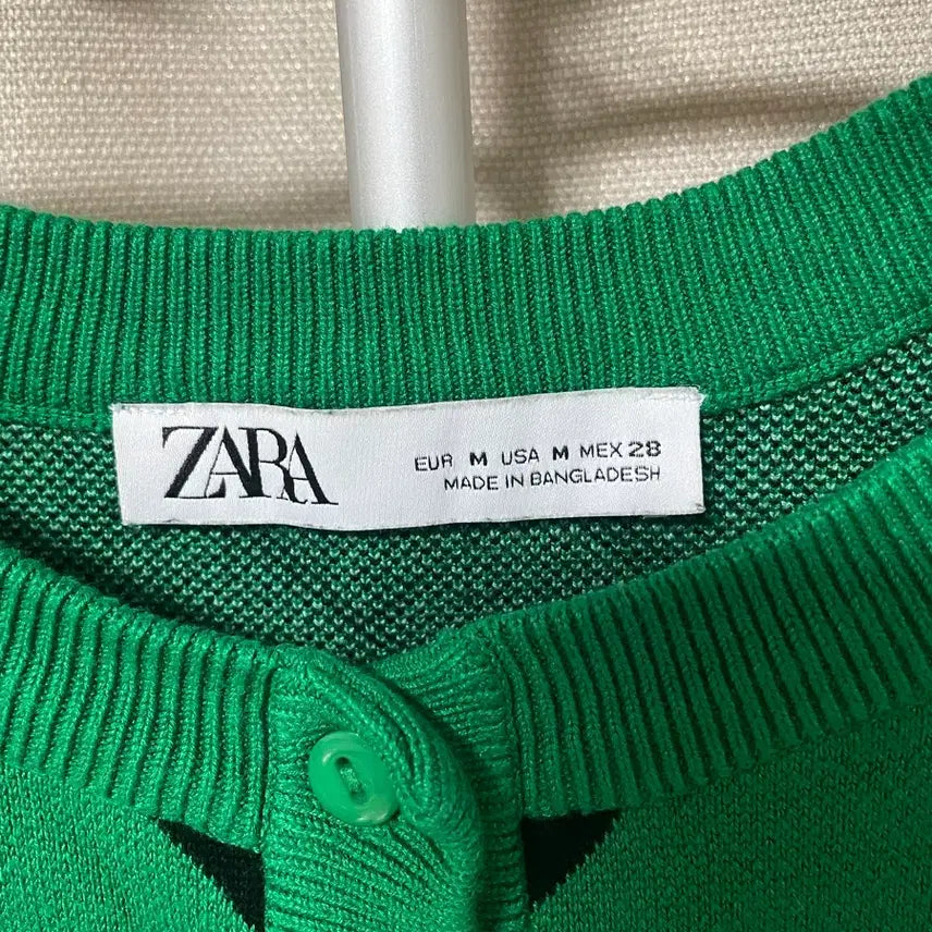[BUNJANG] ZARA Argyle Pattern Cardigan / 자라 그린 아가일 가디건