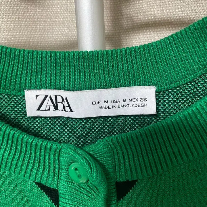 [BUNJANG] ZARA Argyle Pattern Cardigan / 자라 그린 아가일 가디건