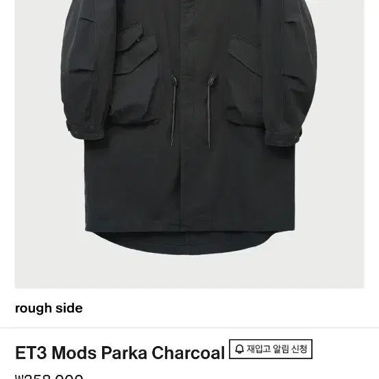 [BUNJANG] Roughside Mods Coat Charcoal Size 2 / 러프사이드 모즈코트 2사이즈 차콜 새제품