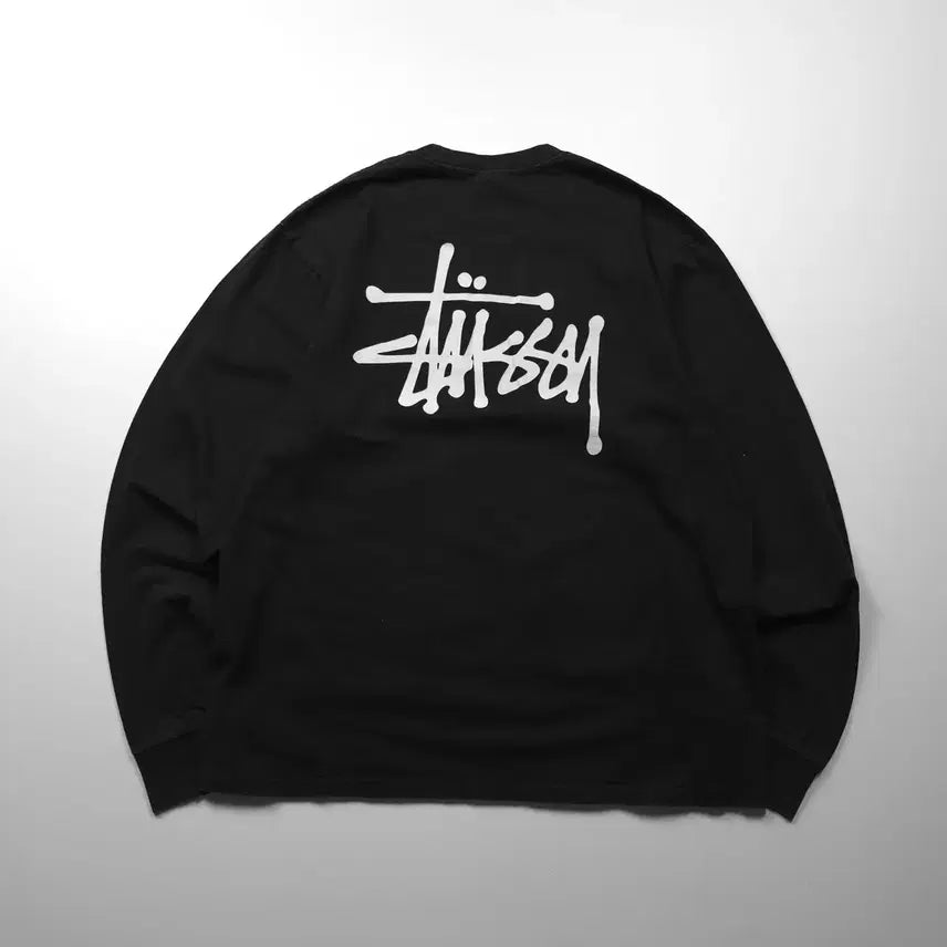 [BUNJANG] Stussy Basic Big Logo Black Long Sleeve Shirt (L) / 스투시 베이직 빅로고 블랙 박시핏 롱슬리브 (L)