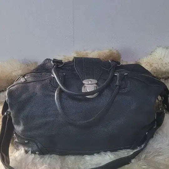 [BUNJANG] Black Lambskin Leather Tote Bag / 블랙 양가죽 토트백 숄더백 겸용
