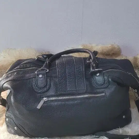 [BUNJANG] Black Lambskin Leather Tote Bag / 블랙 양가죽 토트백 숄더백 겸용