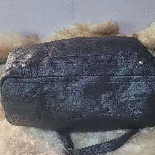 [BUNJANG] Black Lambskin Leather Tote Bag / 블랙 양가죽 토트백 숄더백 겸용