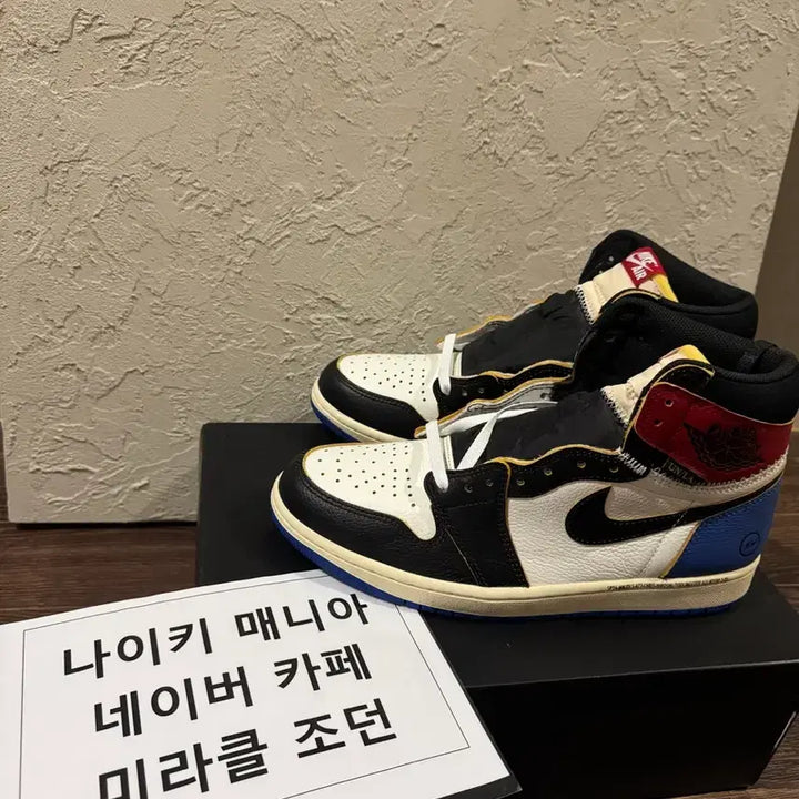 [BUNJANG] Jordan Fragment Union Jordan 1 Black Varsity Red Sneakers / 조던 프라그먼트 유니온 조던1 블랙엔바시티레드 280