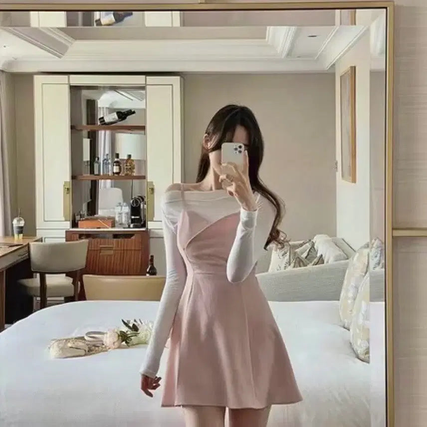 [BUNJANG] Ablie Modernrobe Jasminebell Pink Bustier Mini Dress / 핑크 뷔스티에 원피스 수학여행 에이블리 퍼빗 모던로브 자스민벨