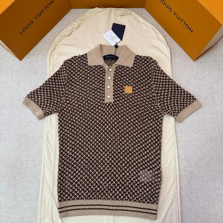 [BUNJANG] Louis Vuitton Knit Collar T-Shirt Wool Unisex / 루이비통 니트 카라티셔츠 울 남녀사이즈 캐쥬얼 스타일 여름