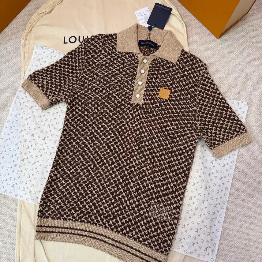 [BUNJANG] Louis Vuitton Knit Collar T-Shirt Wool Unisex / 루이비통 니트 카라티셔츠 울 남녀사이즈 캐쥬얼 스타일 여름