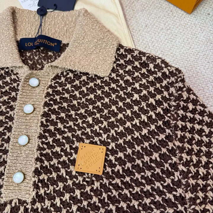[BUNJANG] Louis Vuitton Knit Collar T-Shirt Wool Unisex / 루이비통 니트 카라티셔츠 울 남녀사이즈 캐쥬얼 스타일 여름
