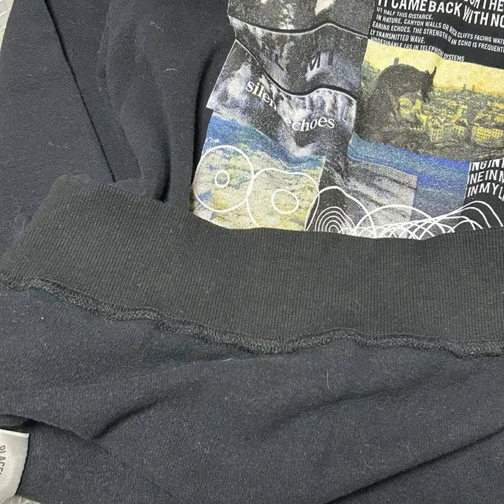 [BUNJANG] Placement Out Black Fleece Sweatshirt / Placement Out 검정색 기모 맨투맨티