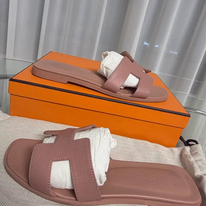 [BUNJANG] Hermes Oran Sandals Epsom &amp; Porcelain Women&
