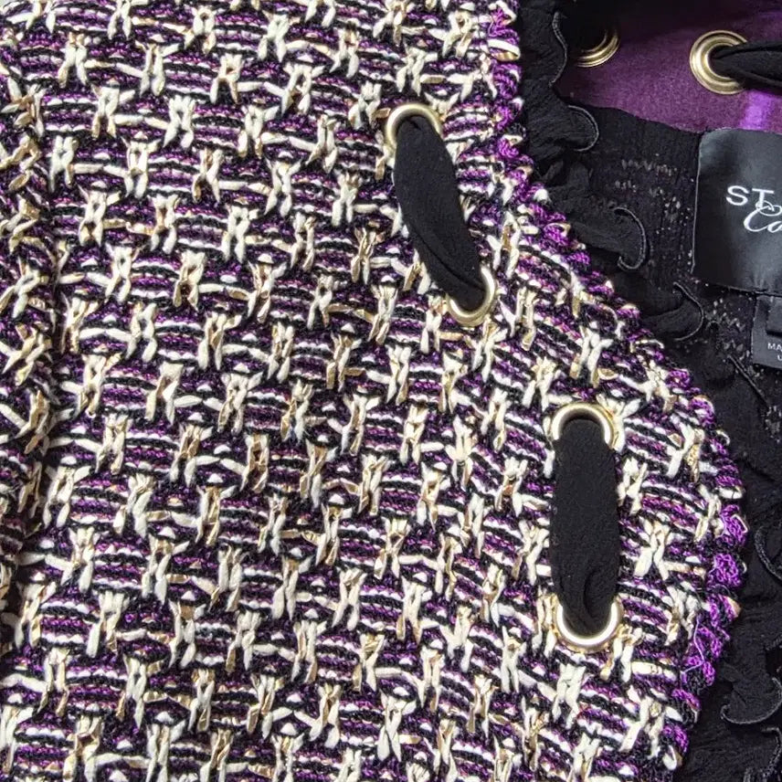 [BUNJANG] ST. JOHN Purple Metallic Jacket &amp; Skirt Set / ST. JOHN 센존 주얼 퍼플 메탈릭 자켓 &amp; 스커트 셋업