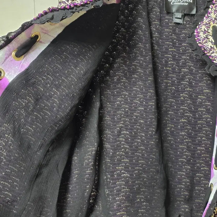 [BUNJANG] ST. JOHN Purple Metallic Jacket &amp; Skirt Set / ST. JOHN 센존 주얼 퍼플 메탈릭 자켓 &amp; 스커트 셋업