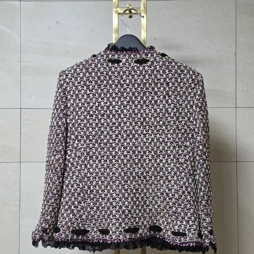 [BUNJANG] ST. JOHN Purple Metallic Jacket &amp; Skirt Set / ST. JOHN 센존 주얼 퍼플 메탈릭 자켓 &amp; 스커트 셋업