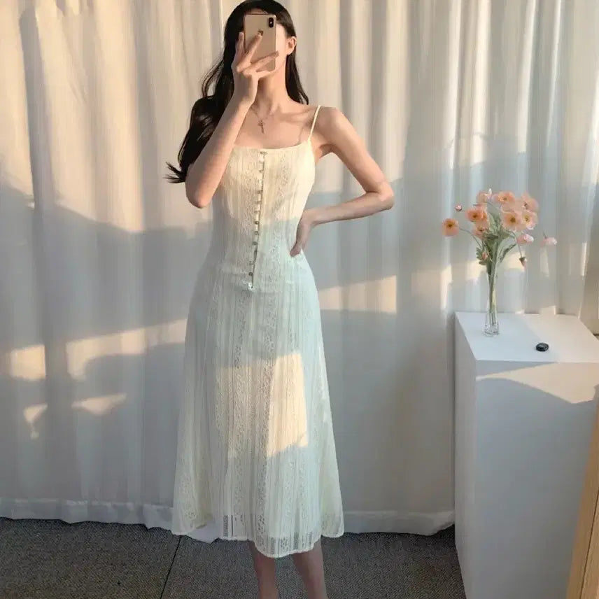 [BUNJANG] Karina Lace Bustier Dress / 카리나 레이스 뷔스티에 원피스 에이블리 지그재그 퍼빗 모던로브 아뜨랑스