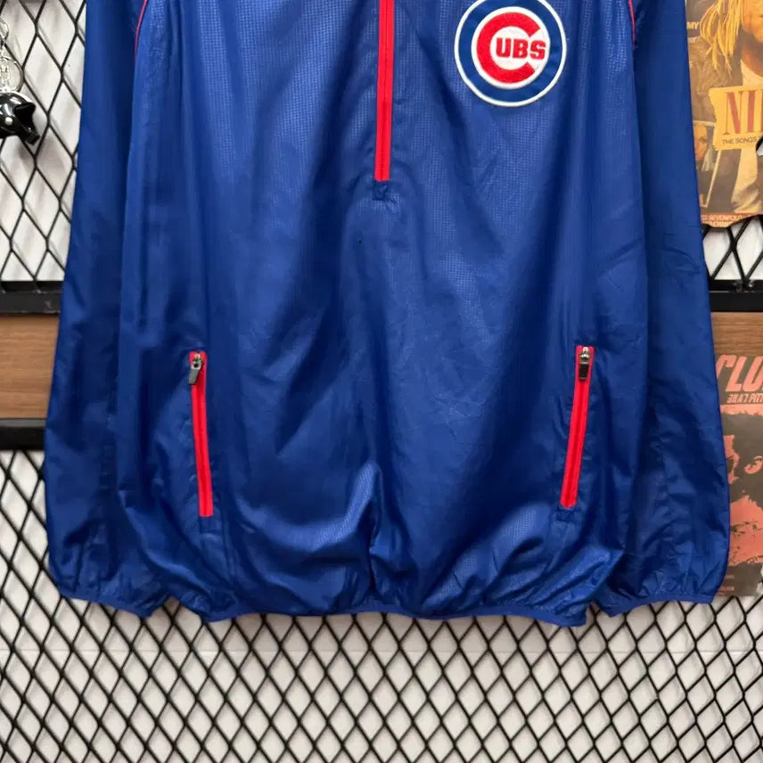 [BUNJANG] MLB X G-lll Chicago Cubs Windbreaker Jacket / MLB X G-lll 칼뱅크 시카고 컵 바람막이 전면 로고 포인트 블루