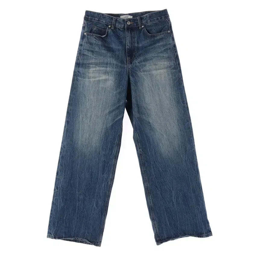 [BUNJANG] Elmood Straight Wide Denim Pants / 엘무드 워싱 스트레이트 와이드 데님팬츠 청바지