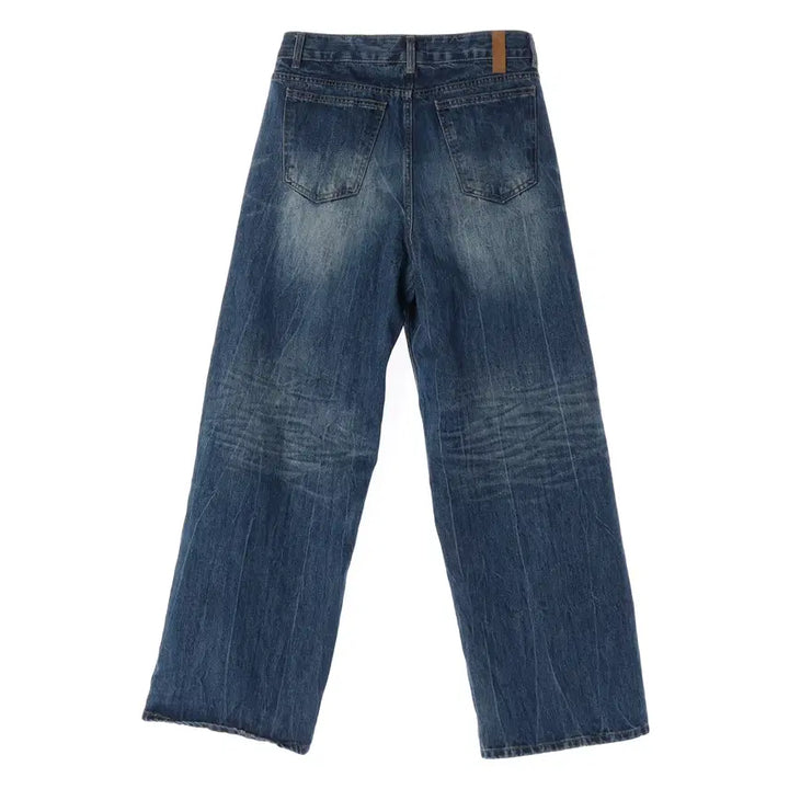 [BUNJANG] Elmood Straight Wide Denim Pants / 엘무드 워싱 스트레이트 와이드 데님팬츠 청바지