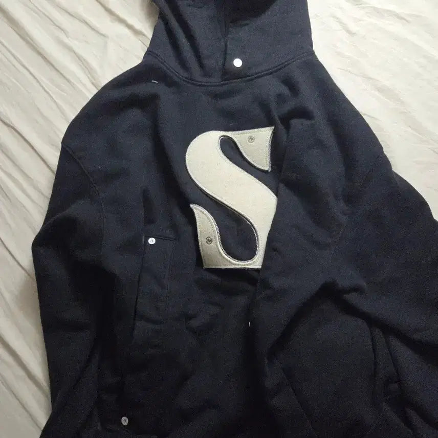 [BUNJANG] Saeteo S Logo Hoodie (Black, Size M) / 새터 후드티m