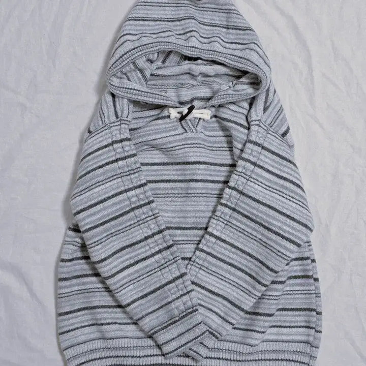[BUNJANG] Vintage Striped Cable Knit Hoodie / 모리걸 너드 스트라이프 꽈배기 후드 니트 일본빈티지
