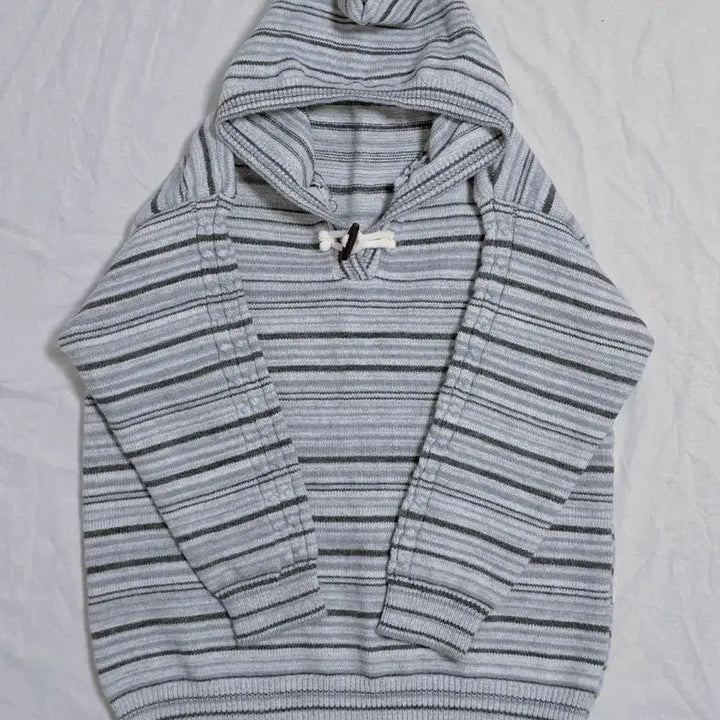 [BUNJANG] Vintage Striped Cable Knit Hoodie / 모리걸 너드 스트라이프 꽈배기 후드 니트 일본빈티지