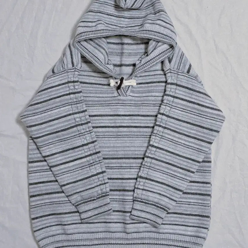 [BUNJANG] Vintage Striped Cable Knit Hoodie / 모리걸 너드 스트라이프 꽈배기 후드 니트 일본빈티지