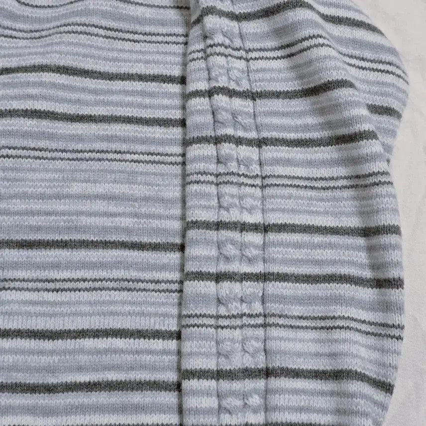 [BUNJANG] Vintage Striped Cable Knit Hoodie / 모리걸 너드 스트라이프 꽈배기 후드 니트 일본빈티지