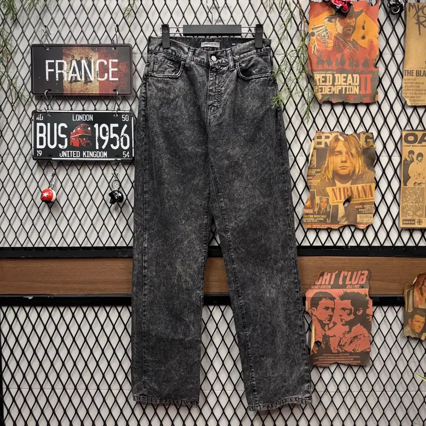 [BUNJANG] Carhartt WIP Black Denim Pants / 칼하트 윕 녹섬 데님 팬츠 후면 로고 포인트 흑청