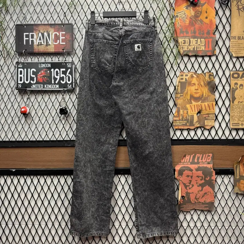 [BUNJANG] Carhartt WIP Black Denim Pants / 칼하트 윕 녹섬 데님 팬츠 후면 로고 포인트 흑청