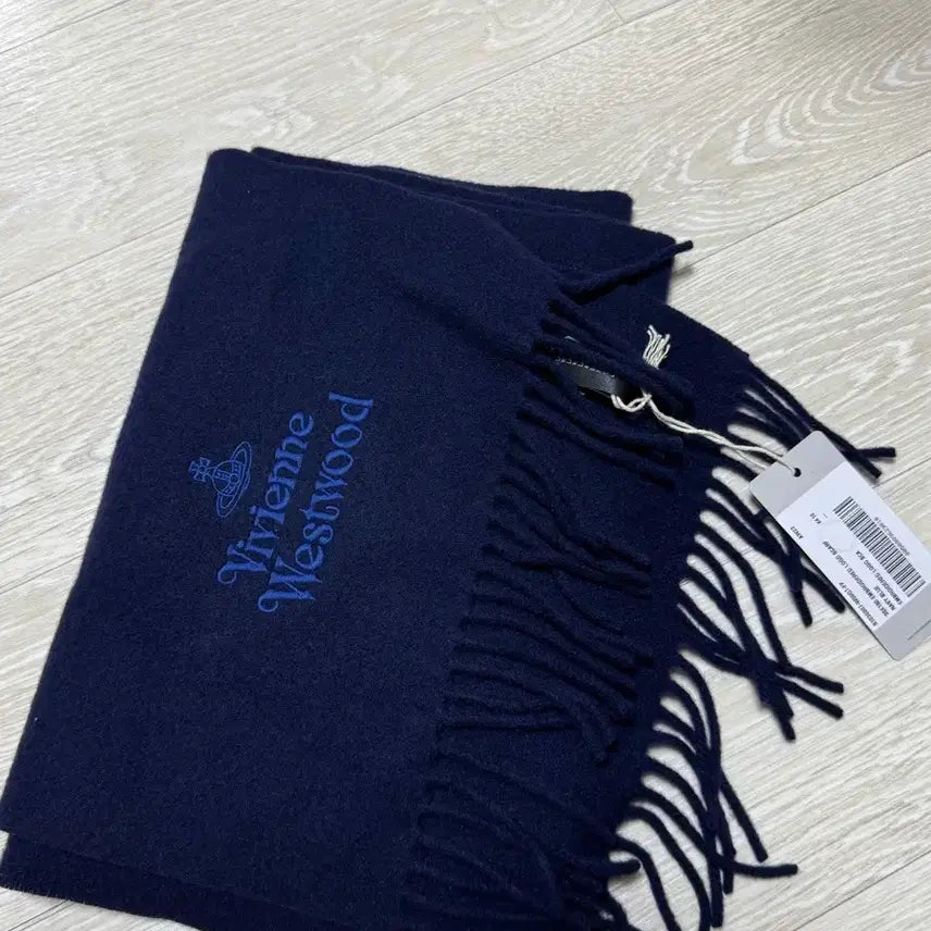 [BUNJANG] Vivienne Westwood Navy Logo Muffler / 비비안웨스트우드 네이비 로고 머플러