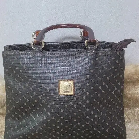 [BUNJANG] Vintage Logo Pattern Tote Bag - Brown / 빈티지 로고 패턴 토트백 브라운