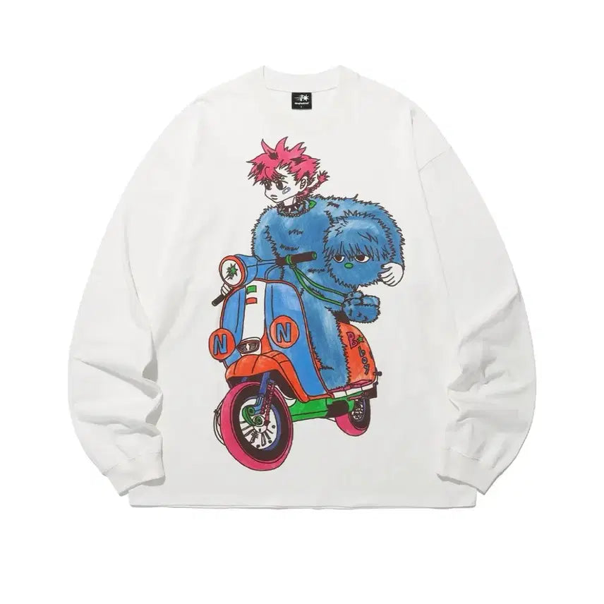 [BUNJANG] Nice Ghost Club Motorcycle Blue Boy Long Sleeve T-shirt (M) / 나이스고스트클럽 모토사이클 블루보이 빅빅 티셔츠 롱슬리브 긴팔티 M