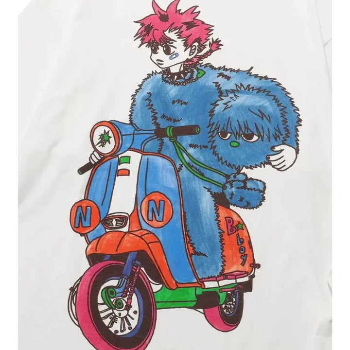 [BUNJANG] Nice Ghost Club Motorcycle Blue Boy Long Sleeve T-shirt (M) / 나이스고스트클럽 모토사이클 블루보이 빅빅 티셔츠 롱슬리브 긴팔티 M