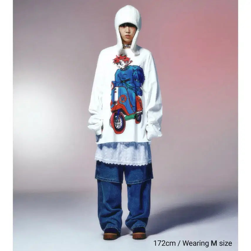 [BUNJANG] Nice Ghost Club Motorcycle Blue Boy Long Sleeve T-shirt (M) / 나이스고스트클럽 모토사이클 블루보이 빅빅 티셔츠 롱슬리브 긴팔티 M