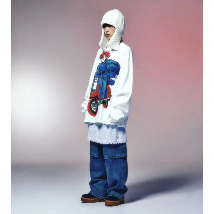[BUNJANG] Nice Ghost Club Motorcycle Blue Boy Long Sleeve T-shirt (M) / 나이스고스트클럽 모토사이클 블루보이 빅빅 티셔츠 롱슬리브 긴팔티 M