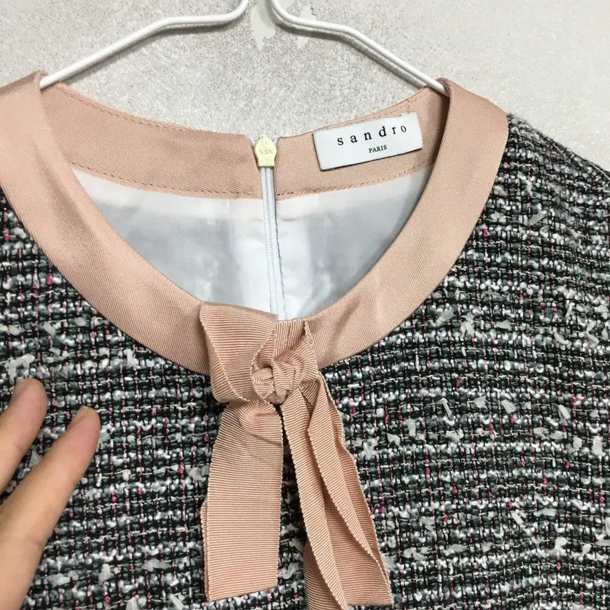 [BUNJANG] Sandro Ribbon Tweed Dress Size 55 / SANDRO 산드로 리본 트위드 원피스 55