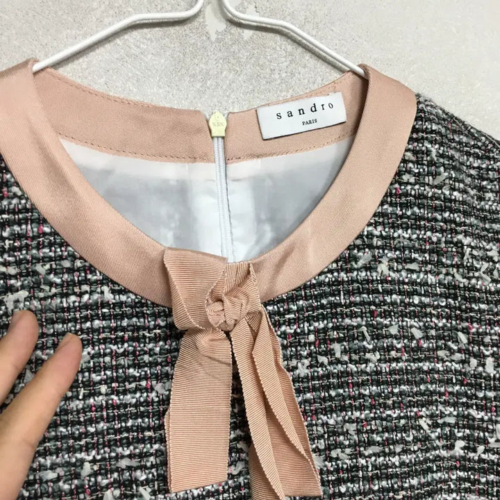 [BUNJANG] Sandro Ribbon Tweed Dress Size 55 / SANDRO 산드로 리본 트위드 원피스 55