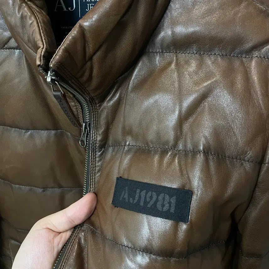 [BUNJANG] Armani Jeans Brown Two-Way Lambskin Padded Jacket / (M) Armani Jeans 아르마니 진스 브라운 투웨이 양가죽 패딩