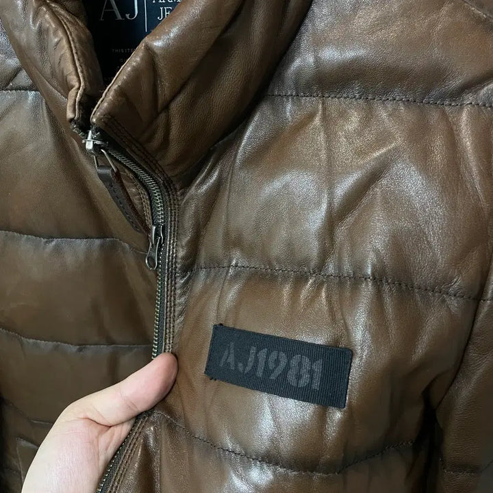 [BUNJANG] Armani Jeans Brown Two-Way Lambskin Padded Jacket / (M) Armani Jeans 아르마니 진스 브라운 투웨이 양가죽 패딩
