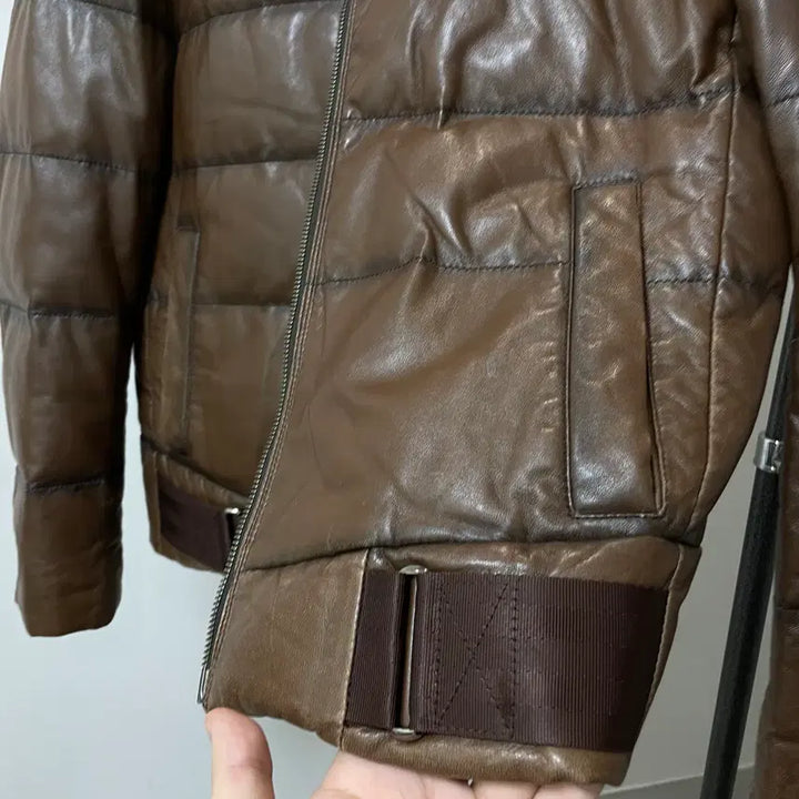 [BUNJANG] Armani Jeans Brown Two-Way Lambskin Padded Jacket / (M) Armani Jeans 아르마니 진스 브라운 투웨이 양가죽 패딩