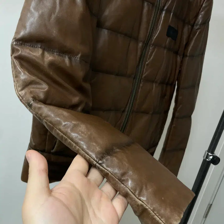 [BUNJANG] Armani Jeans Brown Two-Way Lambskin Padded Jacket / (M) Armani Jeans 아르마니 진스 브라운 투웨이 양가죽 패딩
