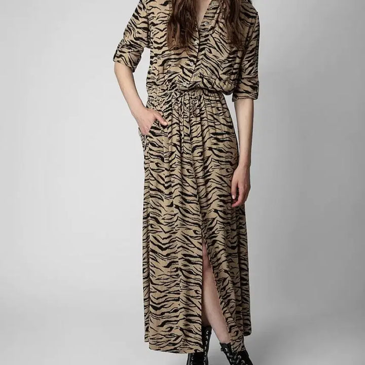 [BUNJANG] ZADIG &amp; VOLTAIRE Radial Tiger Print Maxi Dress / 쟈딕앤볼테르 Radial 타이거 프린트 맥시 드레스