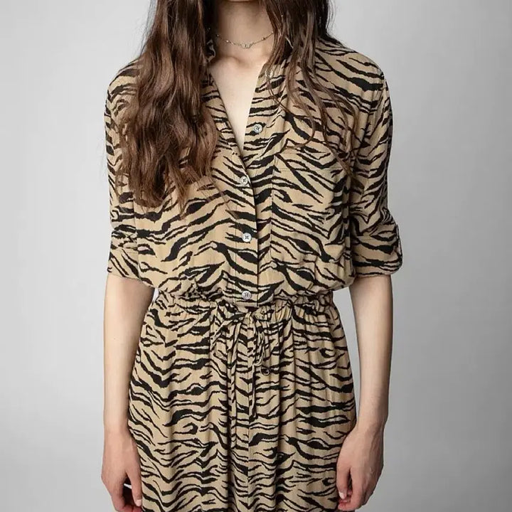 [BUNJANG] ZADIG &amp; VOLTAIRE Radial Tiger Print Maxi Dress / 쟈딕앤볼테르 Radial 타이거 프린트 맥시 드레스